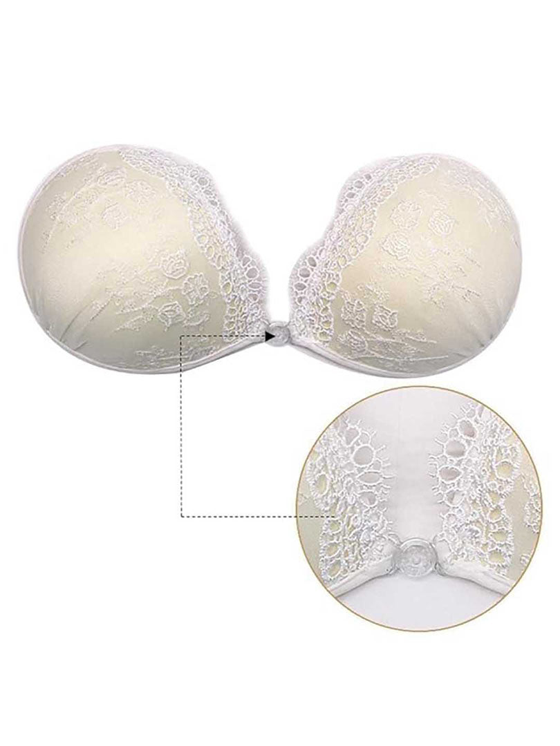 White Lace Push-Up Women's Bra Floral Invisible Bras