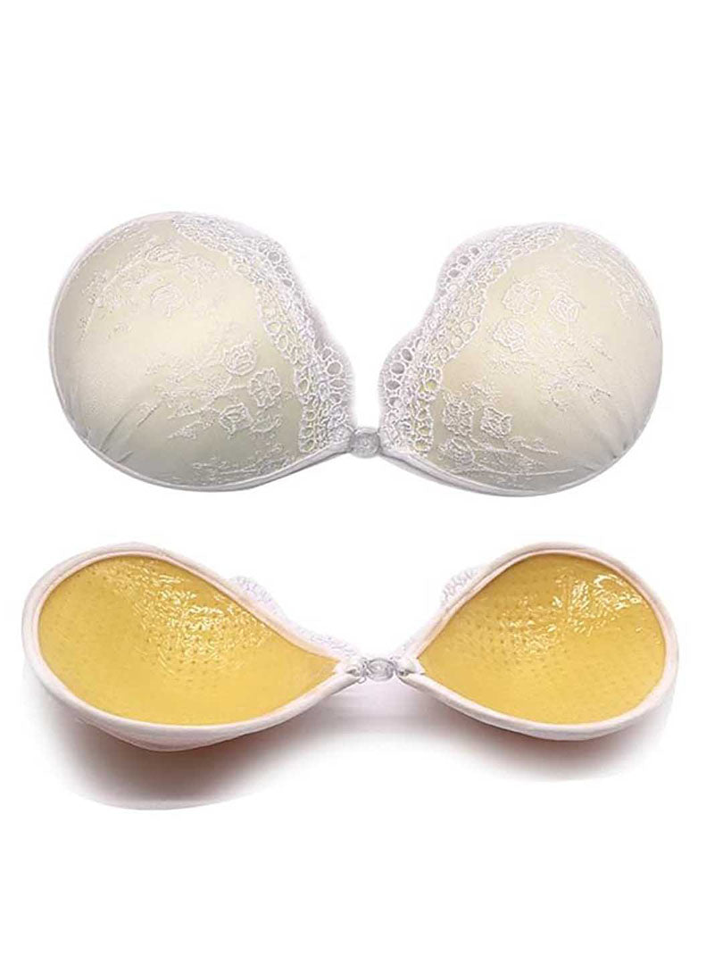 White Lace Push-Up Women's Bra Floral Invisible Bras