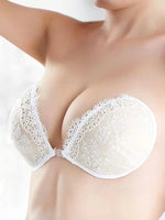 White Lace Push-Up Women's Bra Floral Invisible Bras