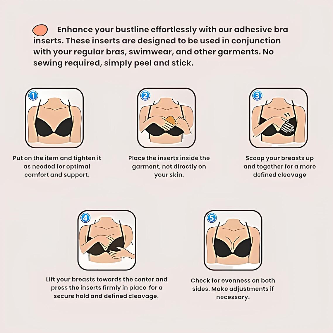 Sticky Bra Push Up Inserts Set - Reusable