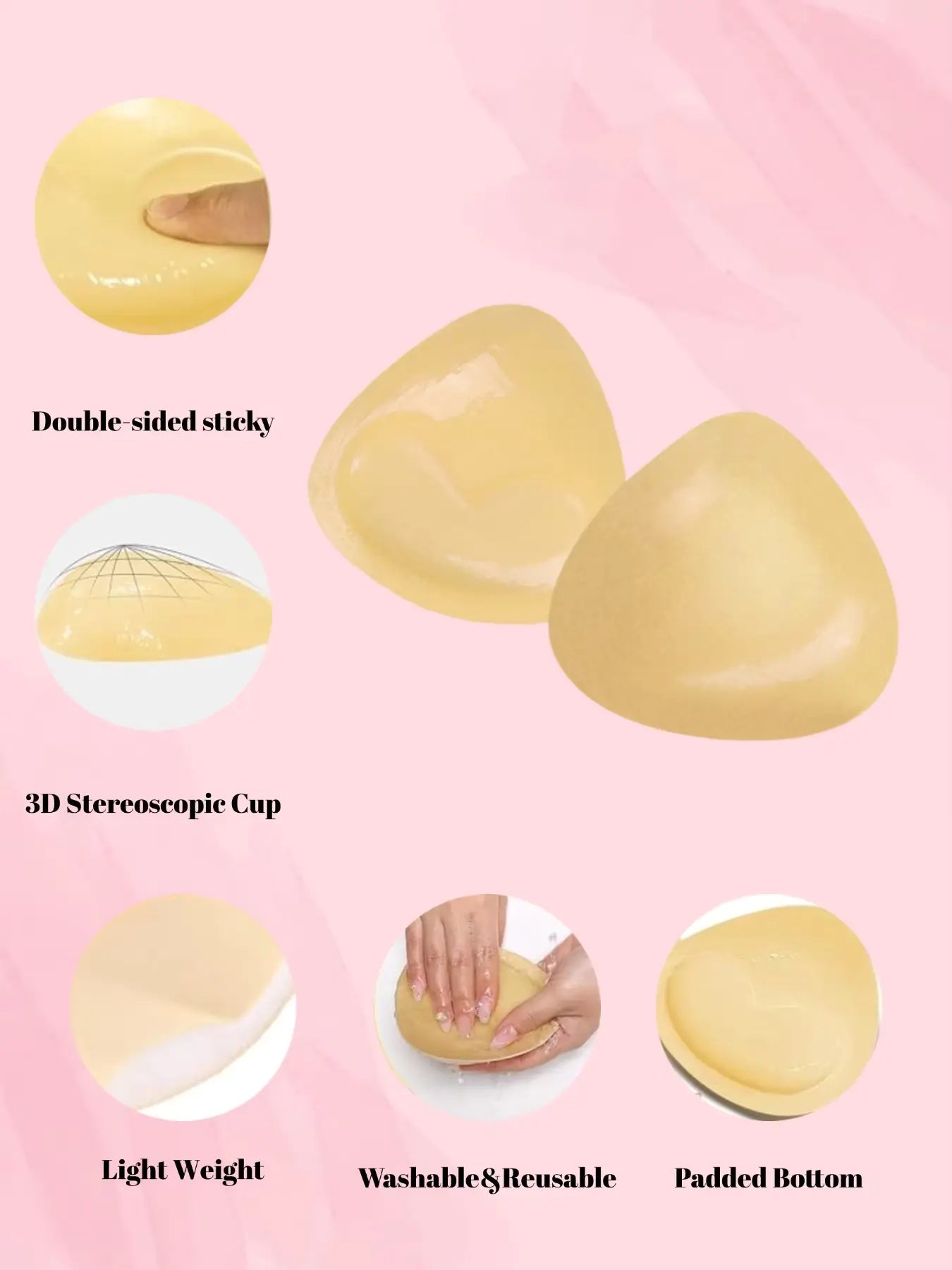 Sticky Bra Push Up Inserts Set - Reusable