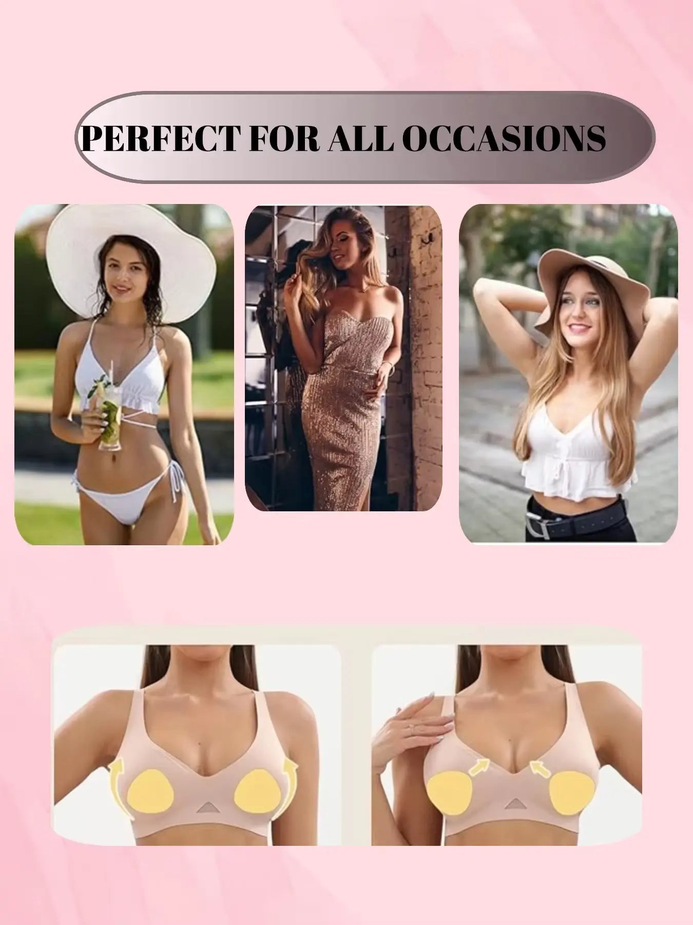 Sticky Bra Push Up Inserts Set - Reusable