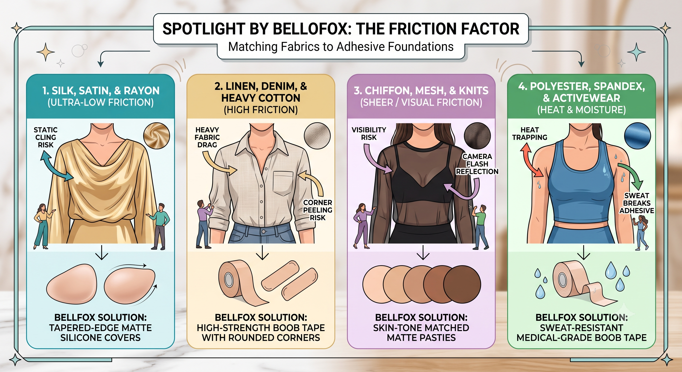 The Friction Factor: How Different Clothing Fabrics Interact with Adhesive Foundations