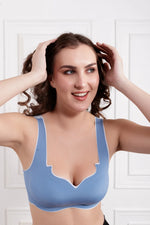 Blue Alyssa Wireless seamless Bra