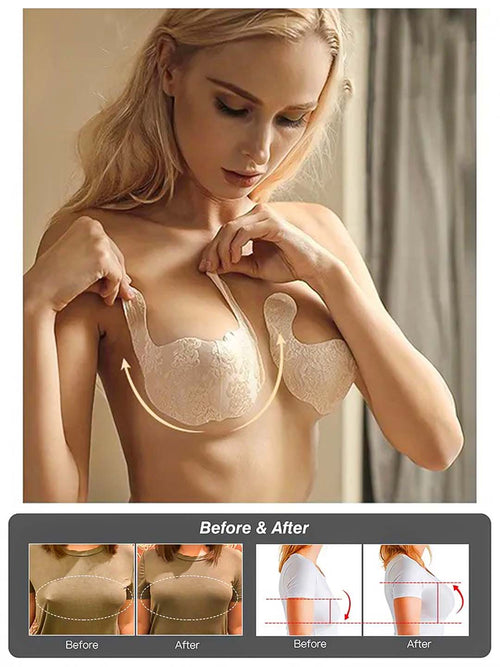 2024 New Ultra-Thin Adhesive Bra Push-Up Breast Lift Bra & Strapless  Backless Silicone Bra Set For Large Breasts