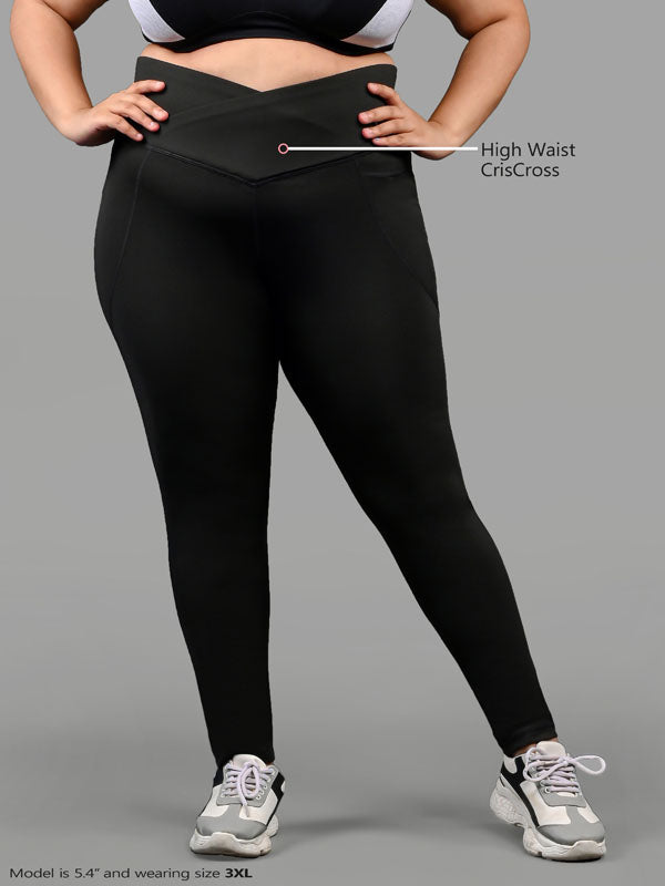 ODODOS Womens cross Waist 78 Yoga Leggings with Inner Pocket, Workout  Running Tights Yoga Pants -Inseam 25, Dark Purple, X-Large