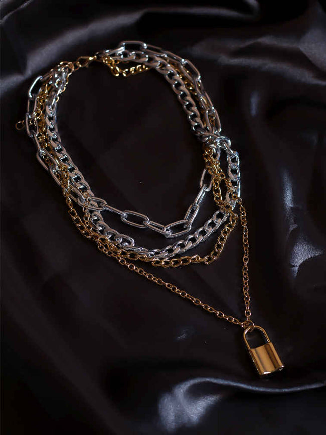 Bellofox Lock 4 Layered Chains Necklaces
