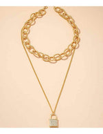 Bellofox Zircon Lock Layered Chains Necklaces