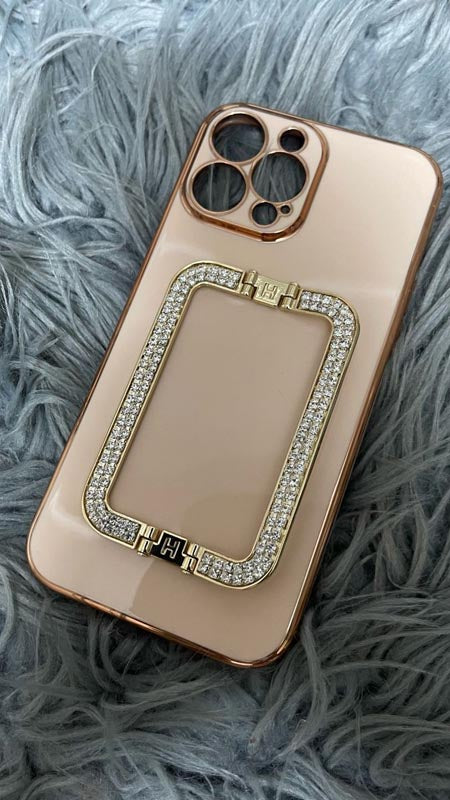 Crystal Square Holder Gold Plating Phone Case 11 ProMax