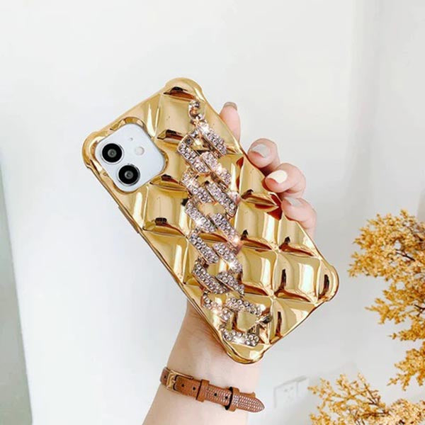 Luxury Plating Rhombus Metal Bracelet Phone Case