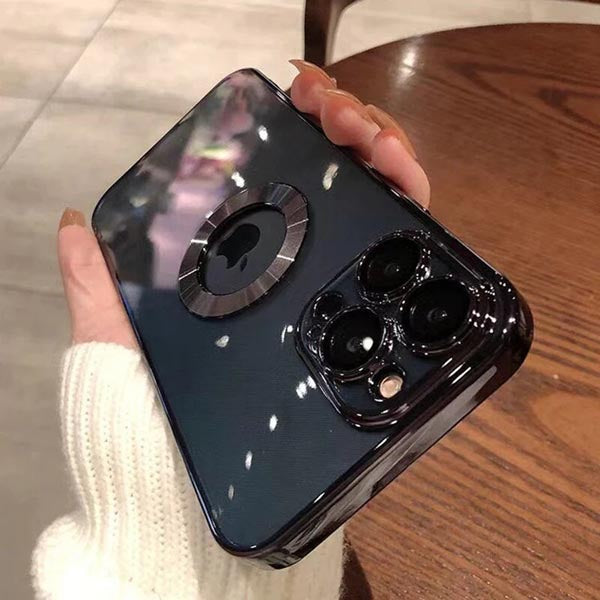 Luxury Transparent Plating Hole Logo Case With Camera Protection