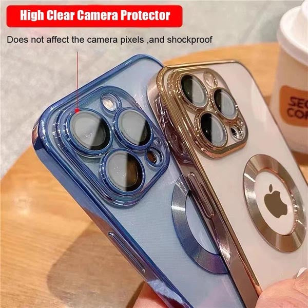 Luxury Transparent Plating Hole Logo Case With Camera Protection
