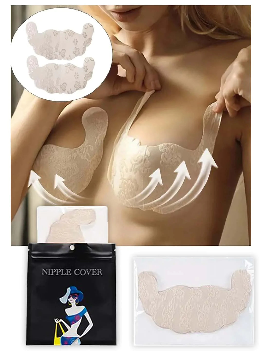 Bellofox Push Up Breast Lift Tape Women Silicone Breast Lift Covers Nipple  Stickers Pasties Invisible Adhesive Nipple Covers Reusable Comfortable :  : Clothing & Accessories